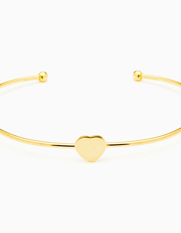 14K Yellow Gold Heart Bangle Bracelet