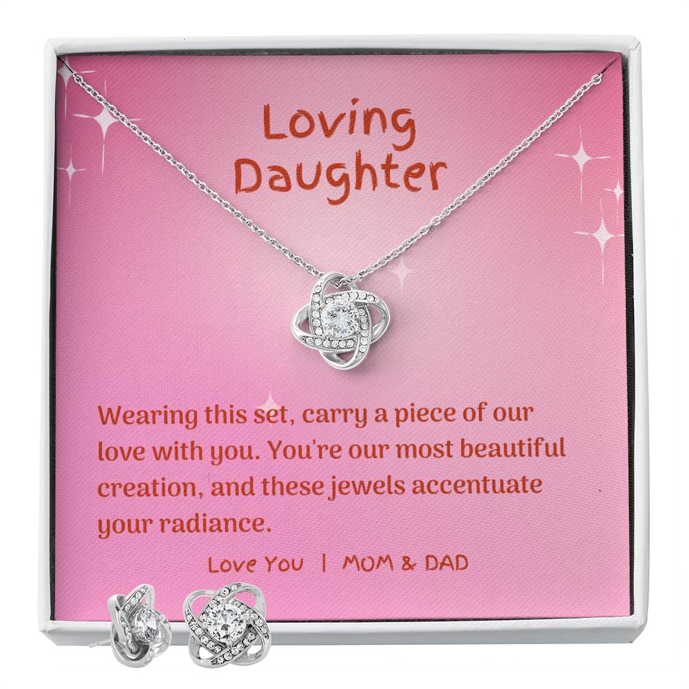 Gift For Daughters: Love Knot Necklace and Earring Set