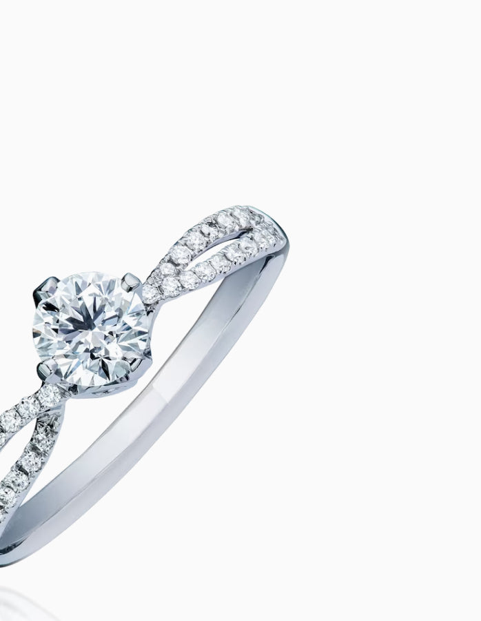 Elegant 1 Ct. - Round Cut Diamond - Twisted Band Double Halo Engagement Ring - 10K White Gold