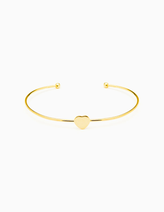 14K Yellow Gold Heart Bangle Bracelet