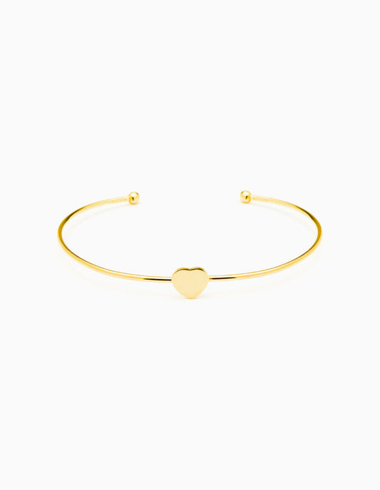 14K Yellow Gold Heart Bangle Bracelet