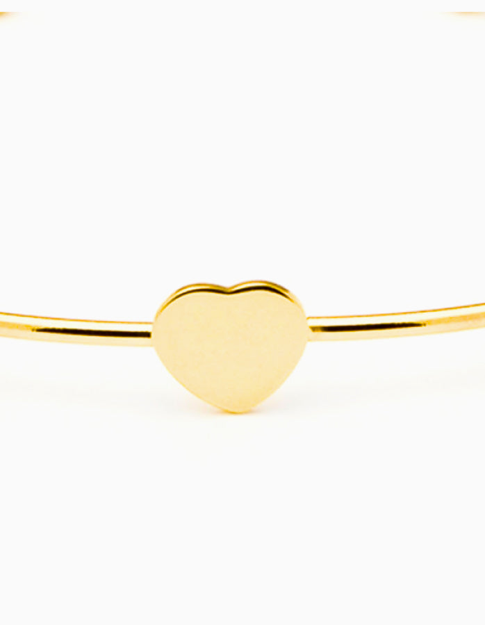 14K Yellow Gold Heart Bangle Bracelet