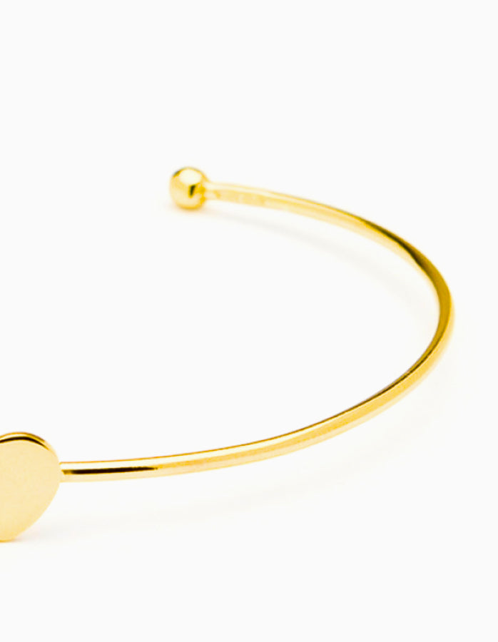 14K Yellow Gold Heart Bangle Bracelet