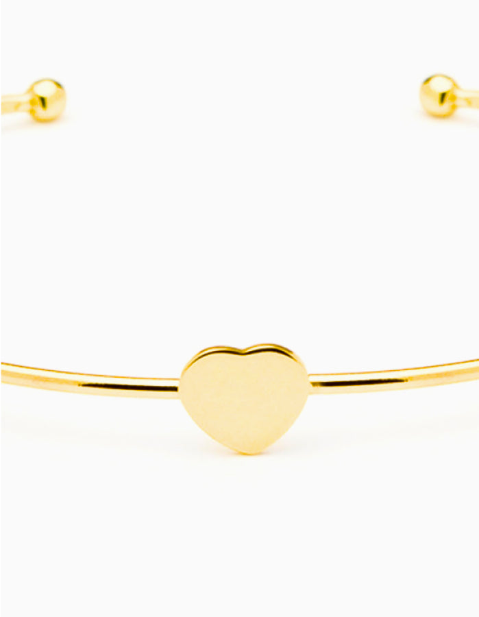 14K Yellow Gold Heart Bangle Bracelet