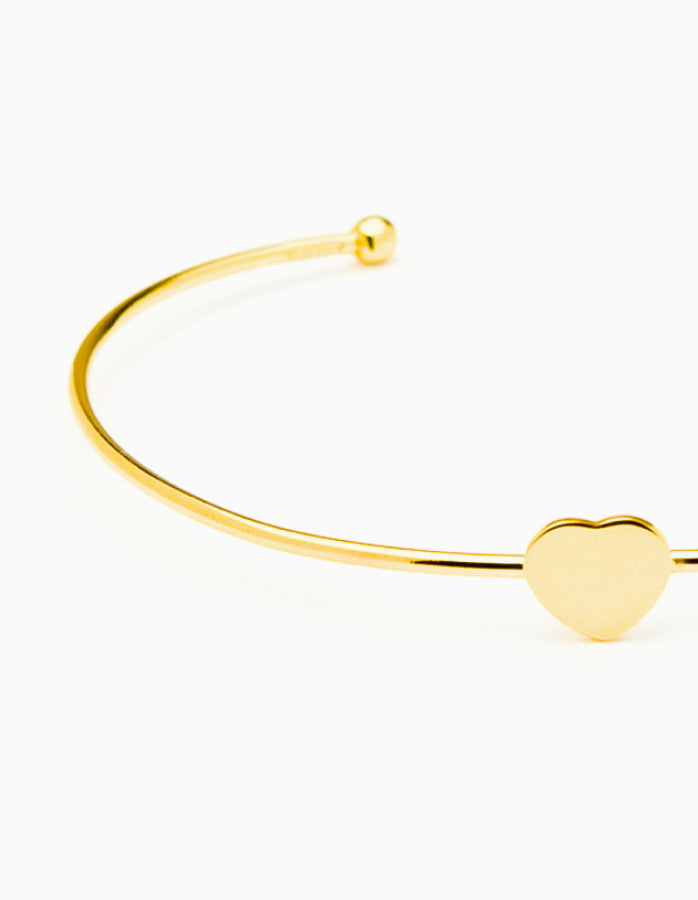 14K Yellow Gold Heart Bangle Bracelet