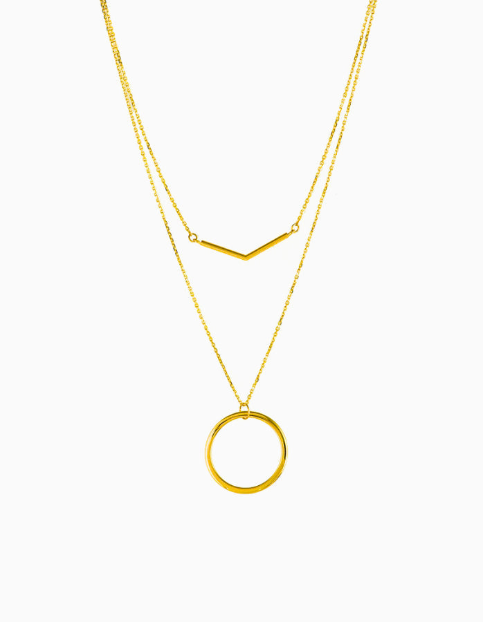 Circle Charm Layered Necklace