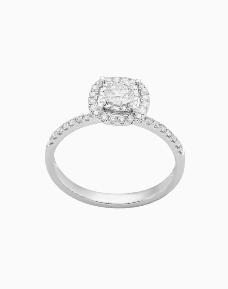 18ct White Gold Halo Cluster Ring