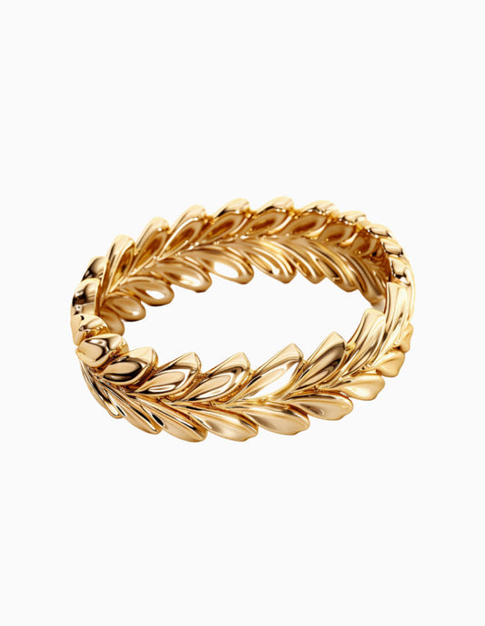 18kt Fairmined Ecological Gold Ethereal Laurel Leaf Wedding Ring in Yellow Gold