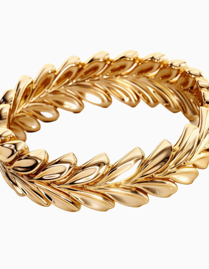 18kt Fairmined Ecological Gold Ethereal Laurel Leaf Wedding Ring in Yellow Gold