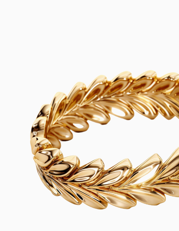 18kt Fairmined Ecological Gold Ethereal Laurel Leaf Wedding Ring in Yellow Gold