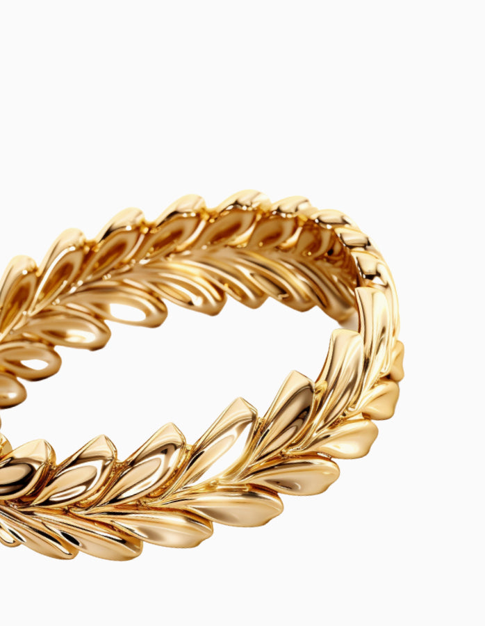 18kt Fairmined Ecological Gold Ethereal Laurel Leaf Wedding Ring in Yellow Gold