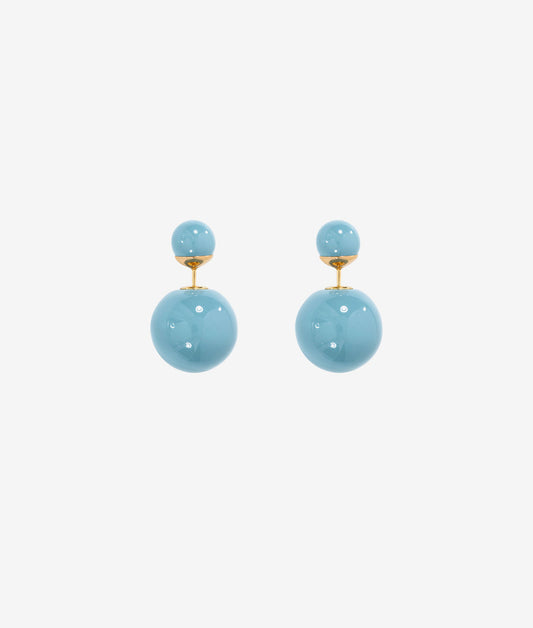 Frech Blue Double Ball Earings