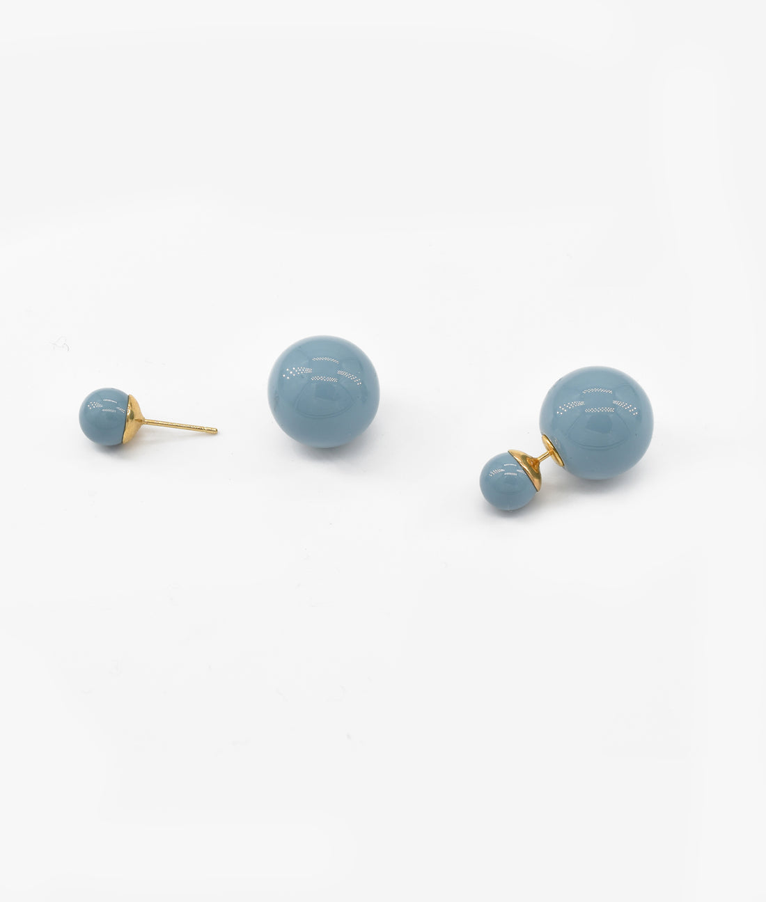 Frech Blue Double Ball Earings