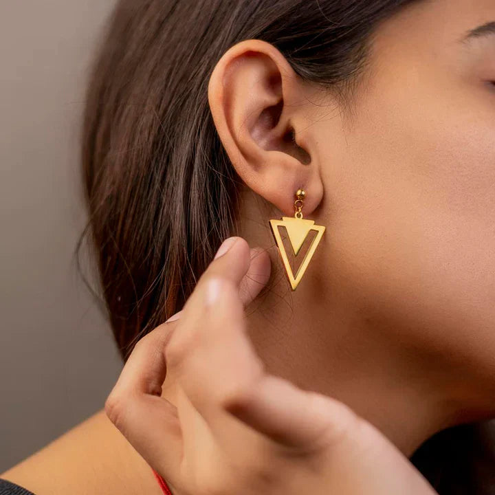 Gold Triangle Earrings