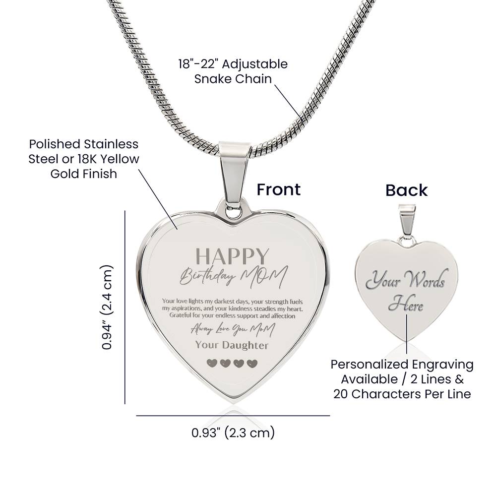 Timeless Ties: Engraved Birthday Necklace for Mom, A Daughter's Heartfelt Expression