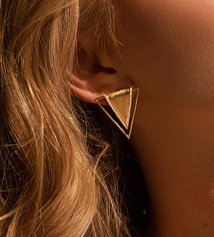 Gold Triangle Earrings